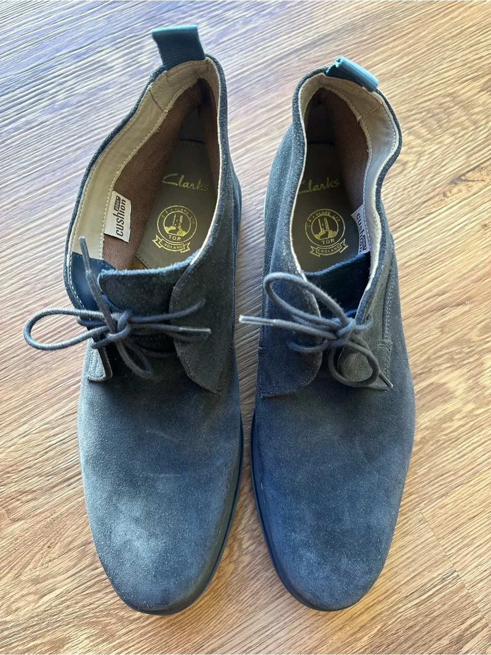 Clarks Original Desert Boots Mens 10 Navy Blue Suede Chukka Lace Up Almond Toe